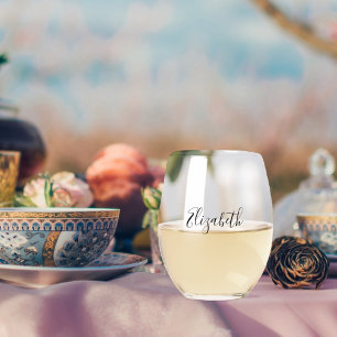 Elegante Namensschrift Frau Weinglas Ohne Stiel