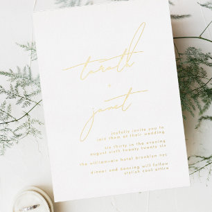 Elegante NAMES Stilvolle White & GOLD Wedding Folieneinladung