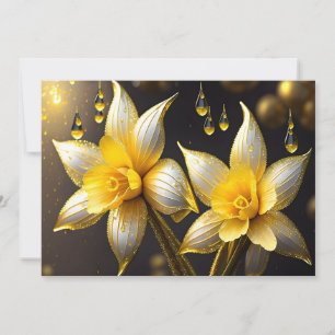 Elegante Narzissen mit goldenen Akzenten, Ostern Feiertagskarte