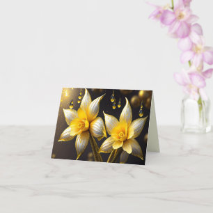 Elegante Narzissen mit goldenen Akzenten, Ostern Karte