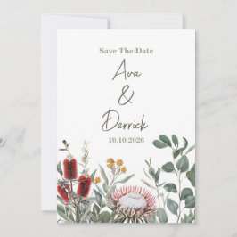 Elegante Native Floral Save the Date Card