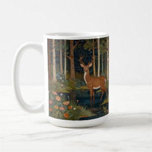 Elegante Natur rustikale Bäume Wald Wald Hirsche Kaffeetasse
