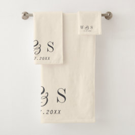 Elegante natürliche Creme erste Hochzeit Paare Badhandtuch Set