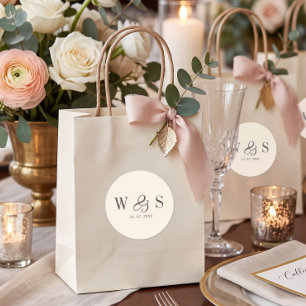 Elegante natürliche Creme erste Hochzeit Paare Runder Aufkleber