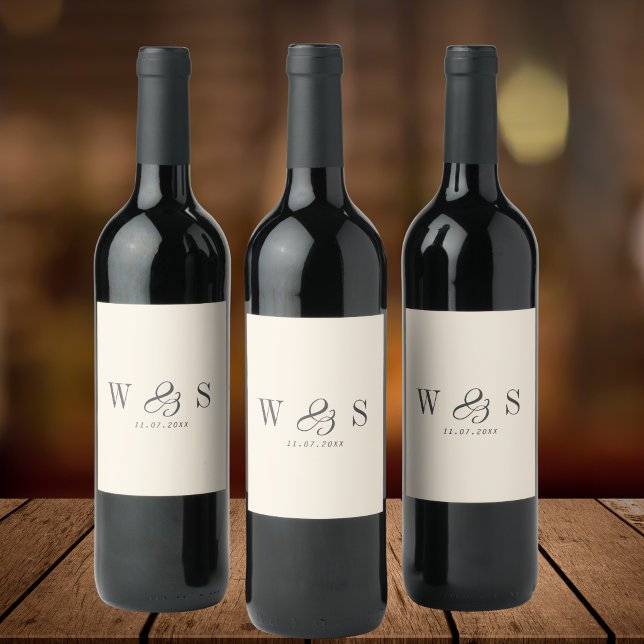 Elegante natürliche Creme erste Hochzeit Paare Weinetikett (Von Creator hochgeladen)