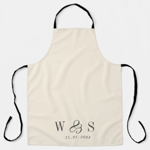 Elegante natürliche Creme Initial Hochzeitspaare Schürze