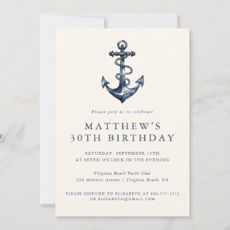 Elegante Nautical Anchor Erwachsene Party Einladun Einladung