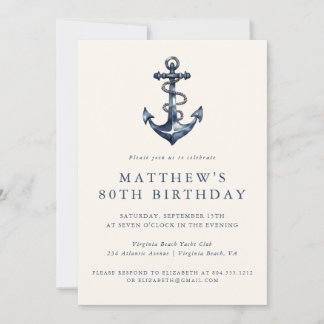 Elegante Nautical Anchor Erwachsene Party Einladun Einladung
