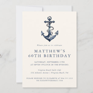 Elegante Nautical Anchor Erwachsene Party Einladun Einladung
