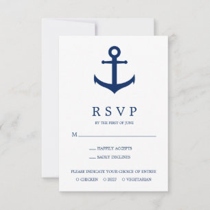 Elegante Nautical Anchor Meal Choice Hochzeit RSVP Karte
