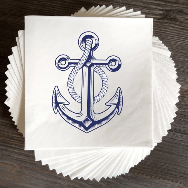 Elegante Nautical Anchor Sailor Navy Blue Wedding Serviette (Von Creator hochgeladen)
