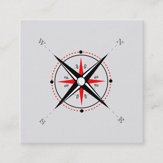 Elegante Nautical Compass Business Card Quadratische Visitenkarte (Vorderseite)