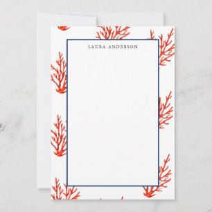 Elegante Nautical Coral Reef flache Note Card Dankeskarte
