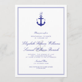 Elegante Nautical Monogram Probe Dinner Einladung