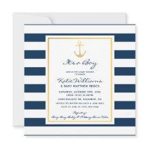 Elegante Nautical Navy und Gold Anchor Baby Shower
