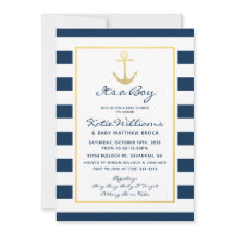 Elegante Nautical Navy und Gold Boy Baby Shower