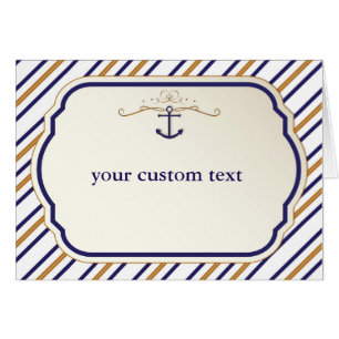 Elegante Nautical Striped Anchor Faltkarte