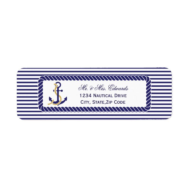 Elegante Nautical Wedding Navy Streifen (Vorne)