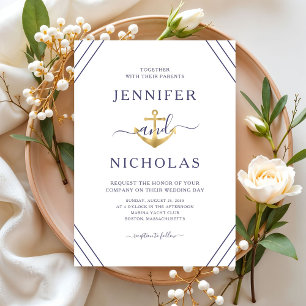 Elegante nautische Anker Hochzeit Einladung