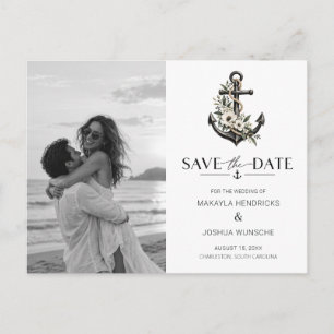 Elegante nautische Foto-Hochzeit - Save-the-Date Ankündigungspostkarte