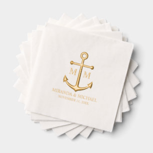 Elegante nautische Hochzeit Gold Servietten Mit Folie
