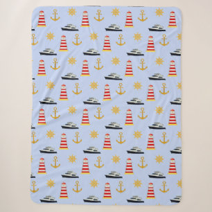 Elegante nautische Icons auf Hellblau Sherpadecke