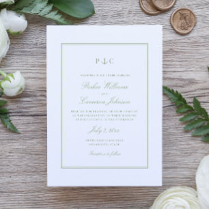 Elegante nautische Salbeigrüne Anker Hochzeit Einladung