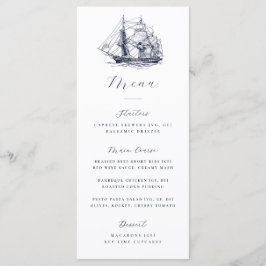 Elegante nautische Schiff-Illustration Hochzeit Menükarte