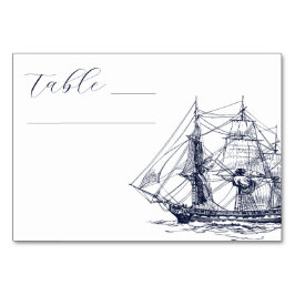 Elegante nautische Schiff-Illustration Hochzeit Tischnummer