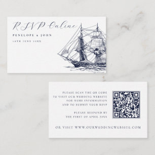 Elegante nautische Schiff-Illustration Hochzeits-W Begleitkarte