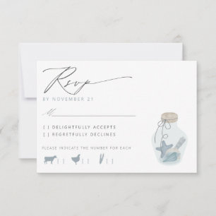 Elegante nautische Strand-Meeresschnecken-Hochzeit RSVP Karte