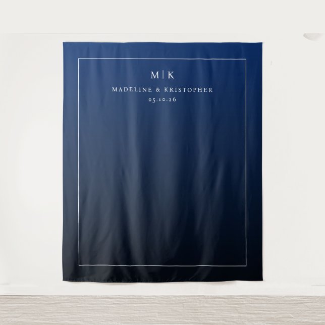 Elegante Navy-Anfangsbuchstaben Wandteppich (Vorderseite)