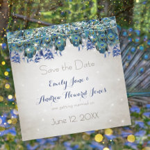 Elegante Navy-Blau-Aquamarin-Pfauenfedern-Typograf