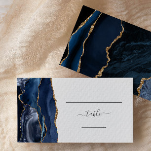 Elegante Navy-Blau-Gold-Achat-Hochzeits-Empfangska Platzkarte