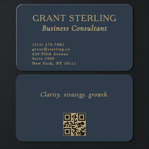 Elegante Navy-Blau-Gold-Berater-QR-Code Visitenkarte