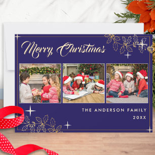 Elegante Navy Blau Gold Frohe Weihnachten 3 Foto