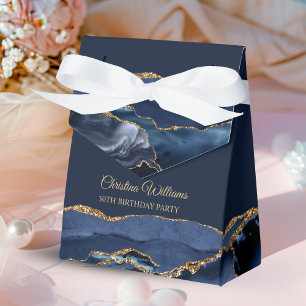 Elegante Navy Blau & Gold Geburtstagsfeier Danke Geschenkschachtel