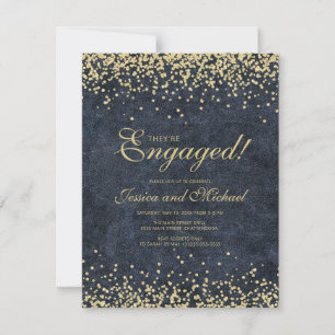 Elegante Navy-Blau-Gold-Glitzer-Hochzeit Verlobung Einladung