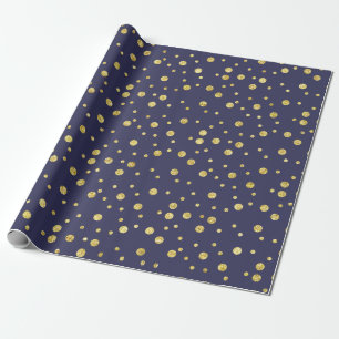 Elegante Navy Blau Goldene Chic Punkte Geschenkpap Geschenkpapier