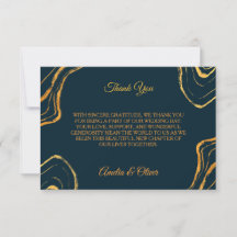 Elegante Navy-Blau-Goldene Hochzeit-Dankeskarten