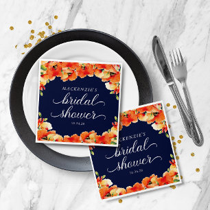 Elegante Navy-Blau-Goldene-Mohn-Bridal-Shower Serviette