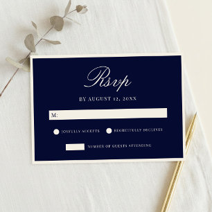 Elegante Navy-Blau Hochzeit im Stil des alten Geld RSVP Karte