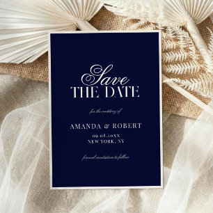 Elegante Navy-Blau Hochzeit im Stil des alten Geld Save The Date