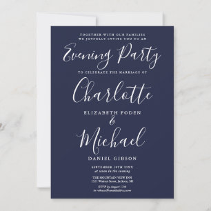 Elegante Navy-Blau-Signatur-Abendparty zur Hochzei Einladung