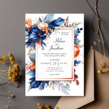 Elegante Navy-Blau-Terrakotta-Floral-Boho-Hochzeit