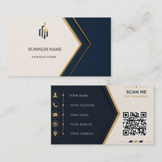 Elegante Navy-Blau- und Gold-Geometrische Visitenk Visitenkarte