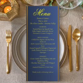 Elegante Navy-Blau und Gold Hochzeits-Menükarte Menükarte