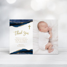 Elegante Navy Blue Agate mit Foto | Taufe