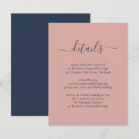 Elegante Navy Blue and Blush Hochzeitskarte