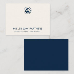 Elegante Navy Blue and Ivory Legal Logo Note Card Mitteilungskarte